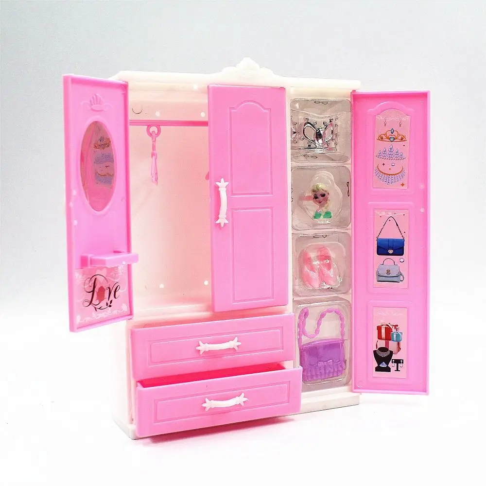 

Пластиковый шкаф для кукольного домика, двухъярусный гардероб для спальни, мебель для кукол-принцесс 1/12, 1/6, аксессуары для кукол