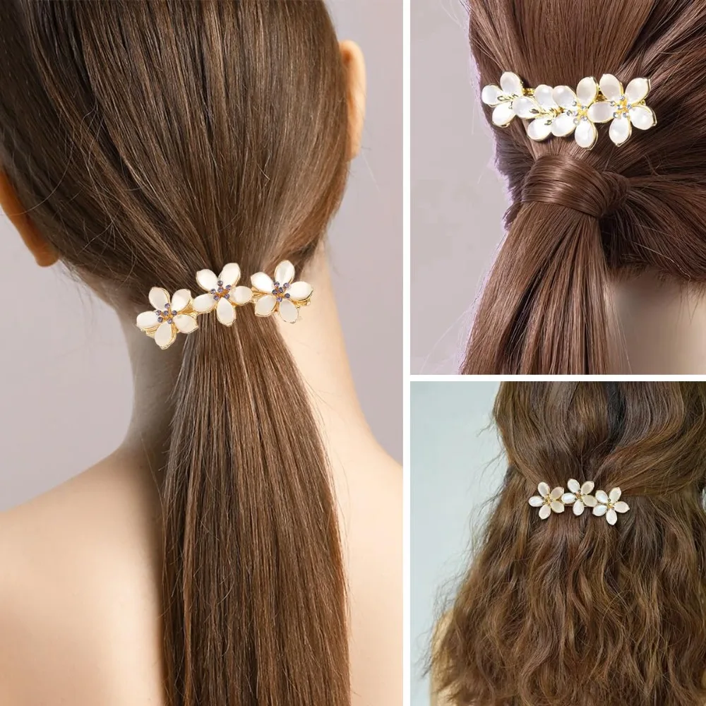 3 قطع من مشابك الشعر على شكل زهرة للنساء، مشابك شعر على شكل زهرة من حجر الراين العتيق، دبوس شعر على شكل زهرة كريستال فرنسية #6