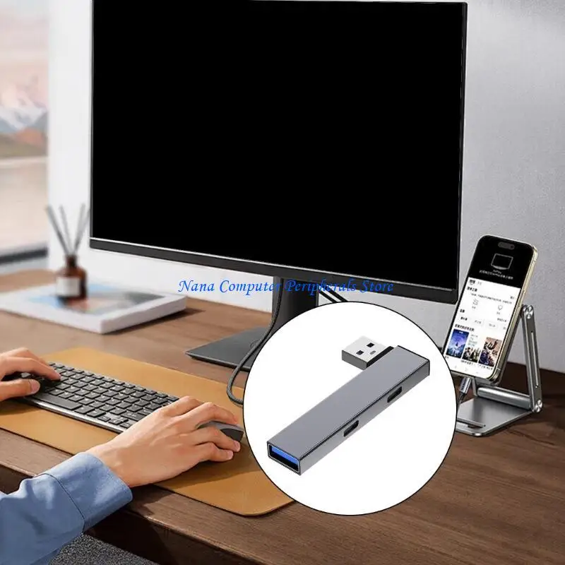 F68C Sleekly Aluminum USB3.0 Hub USB To Type C And USB Expansion Hub USB Splitter