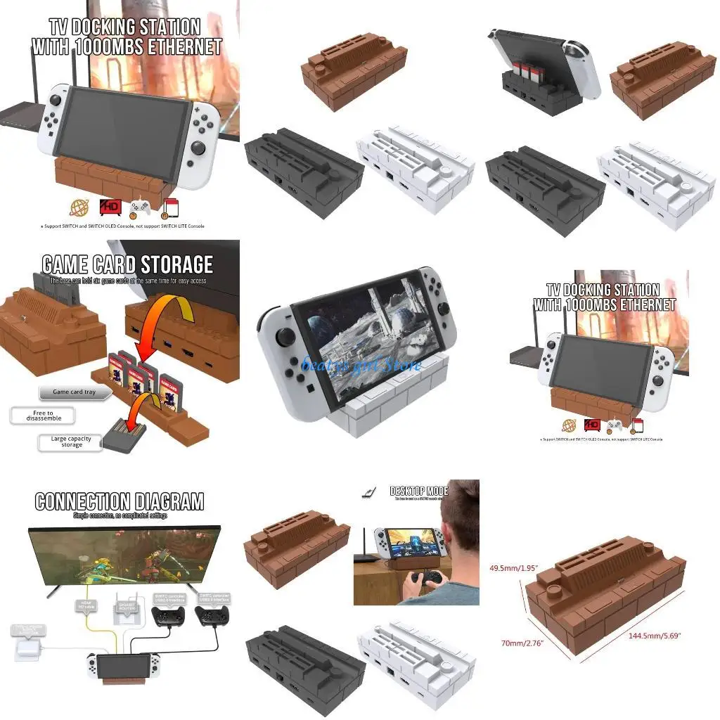 

C7AB Video Converter Gigabits Ethernet Dock Station for Switch Handle