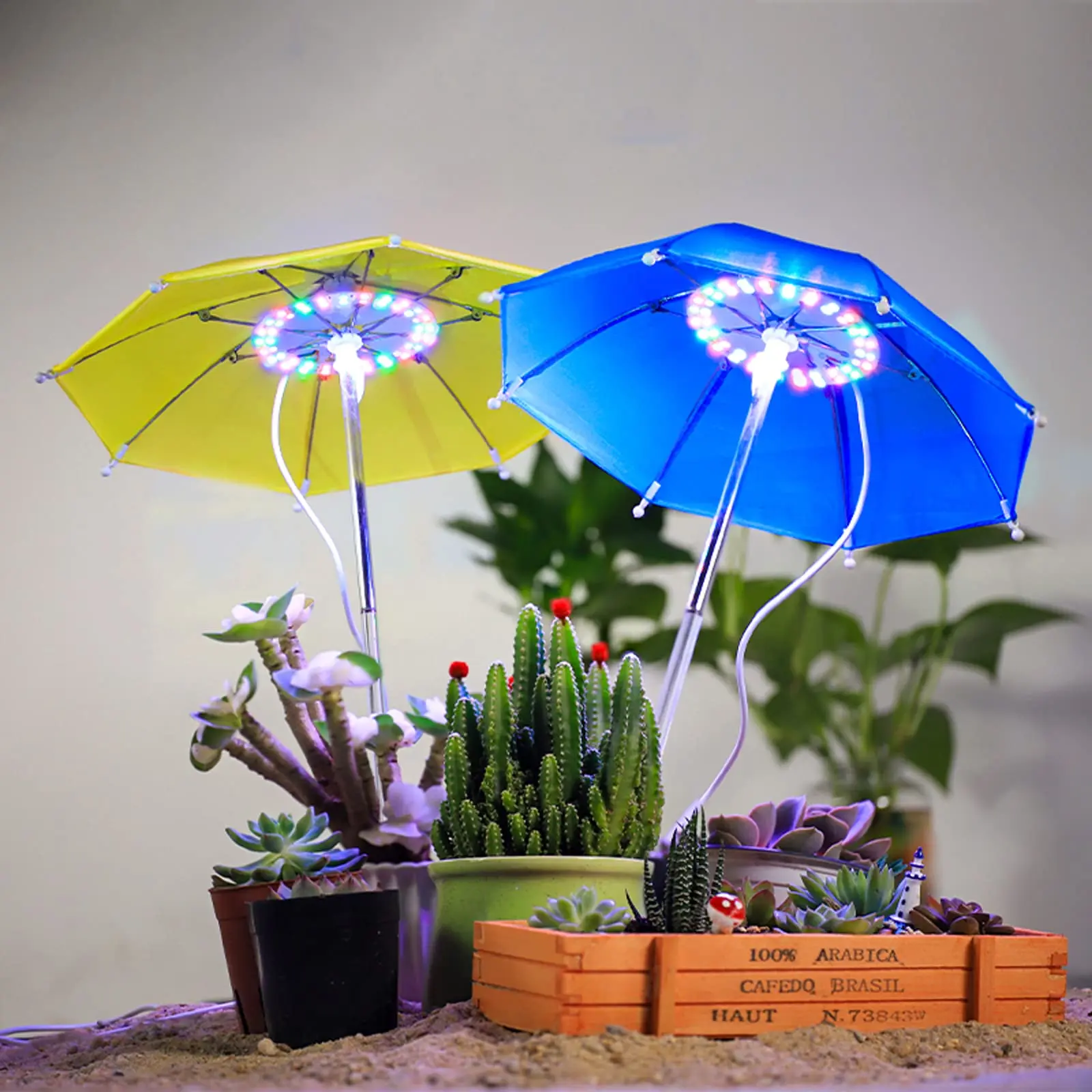 Small Umbrella Shaped Grow Light for Indoor Plants 48LED Light with Timer Full Spectrum Halo for Greenhouse, Gardening Seedlings