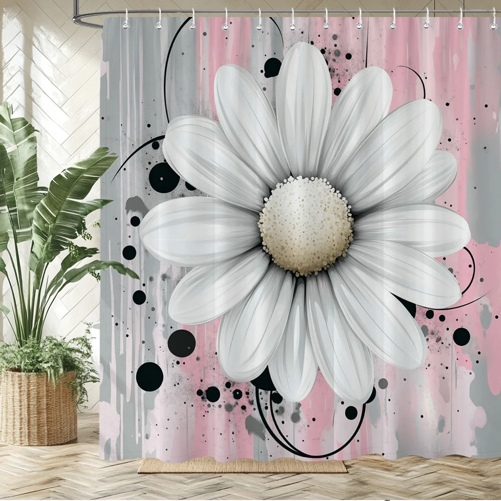 

Modern flower style Shower Curtain With Hooks floral Printed Bathroom Curtains Polyester Fabric Home Decor Curtain