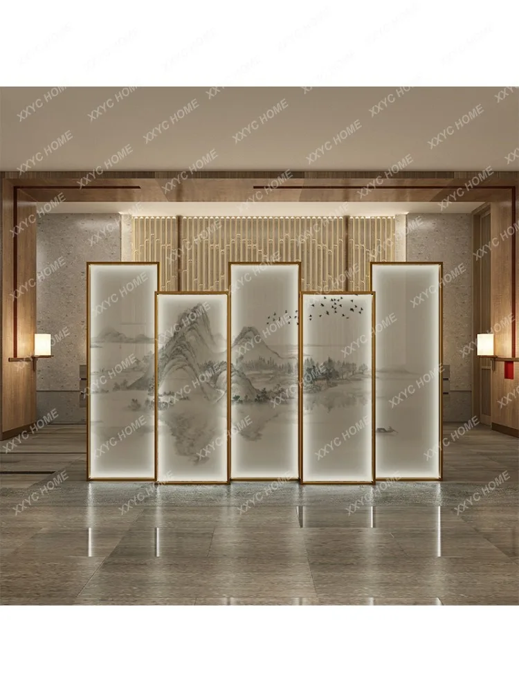 Chinese Landscape Subareas Screens Living Room Entrance Block Office Background Wall Aluminum Alloy Light Luxury Seat Screen