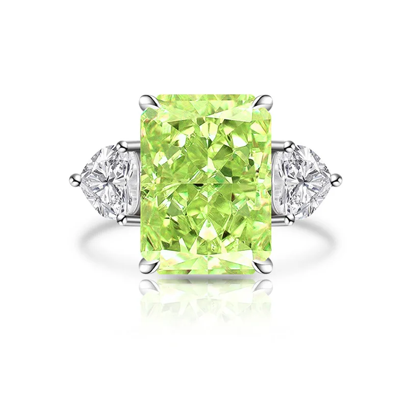 925 Sterling Silber Glänzender Farbiger Eisblumen-Schliff Zirkon Großer Karat-Ring für Damen Wunderschöne Eleganz Mode – Detail 15