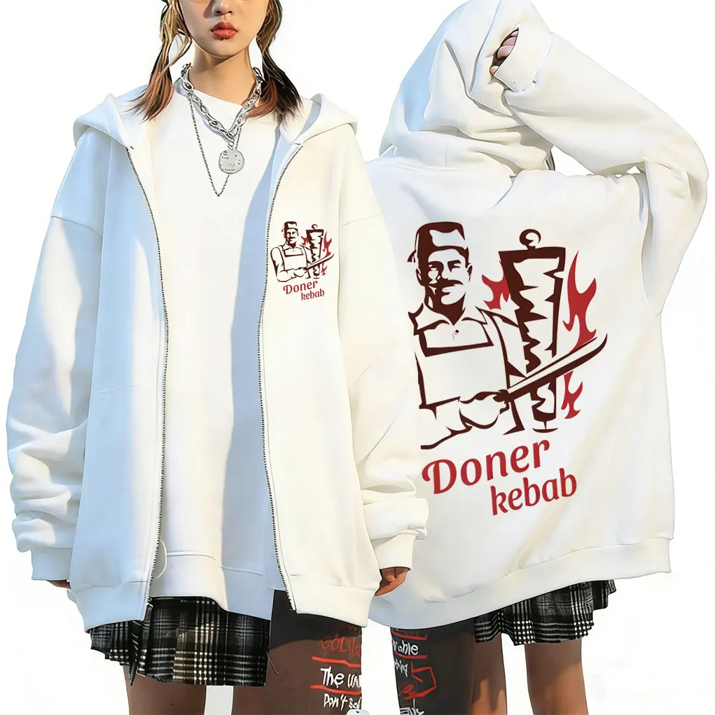 

Doner Kebab Funny Meme Graphic Zipper Hoodie Men Women Fleece Cotton Oversized Zip Up Jacket Male Casual Long Sleeve Streetwear