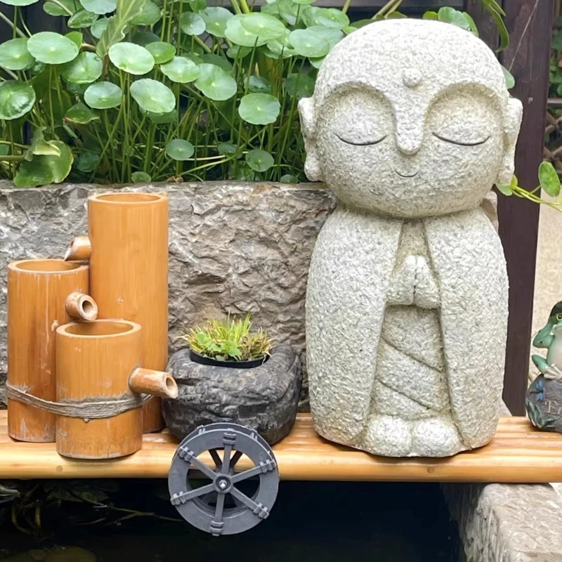 Garden Zen Sculpture Art Piece, Lifelike Resin Statue Decor, Patio Focal Point Accent, Balcony Meditation Centerpieceon