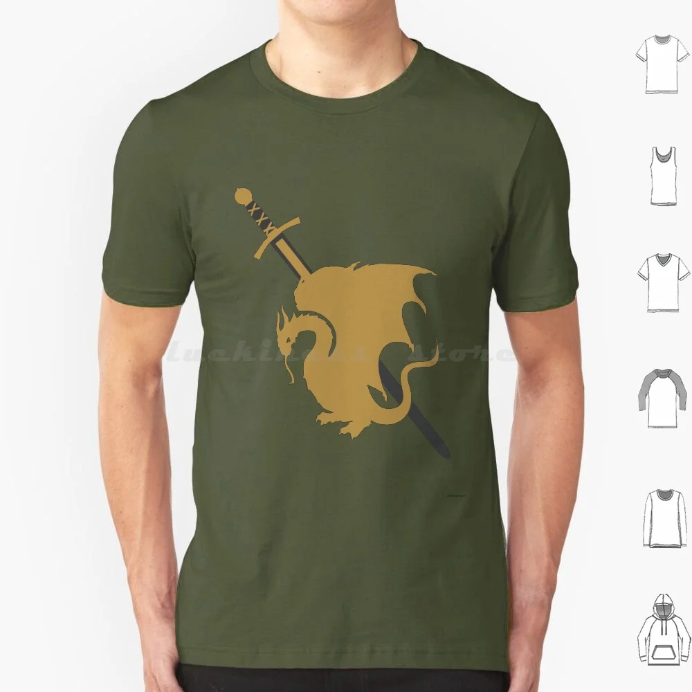 Excalibur Wyvern T Shirt Big Size 100% Cotton Merlin Merlin Merthur Arthur Pendragon Dragon