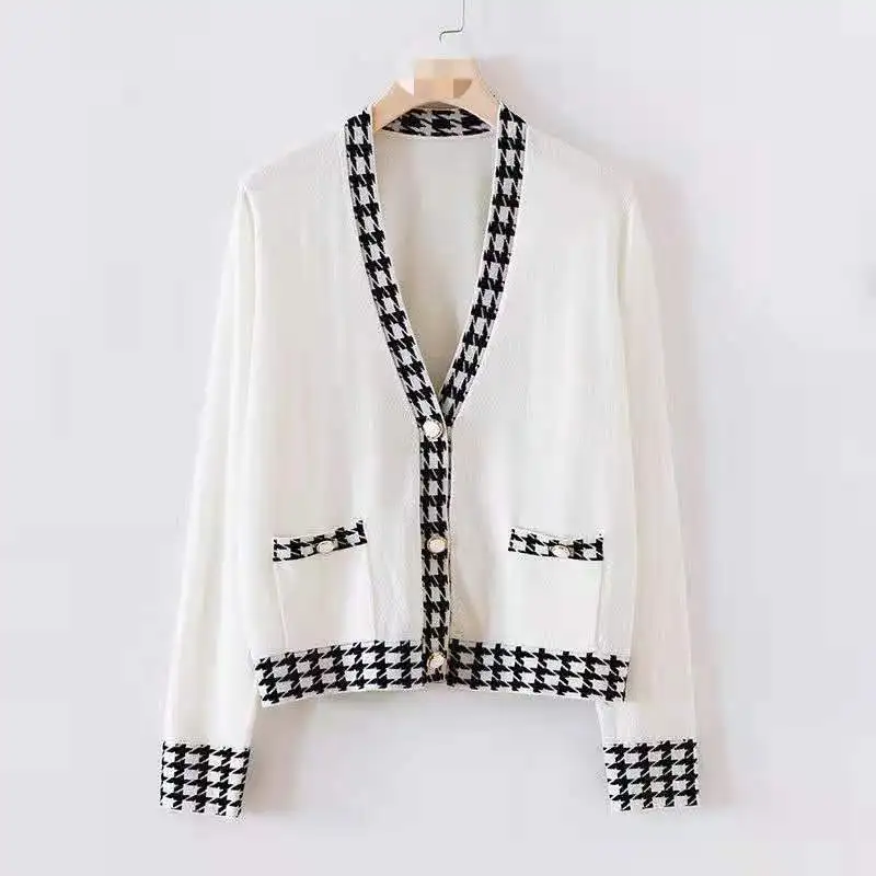 

Knitted Cardigan Fall 2021 V-neck Loose Jacket Large Size Long sleeve casual Top Female sweater