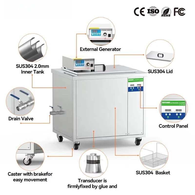 Custom 304SUS 28kHz 600W Industrial Ultrasonic Cleaning Machine for Cutlery Baking Trays Pans Ultrasound Dish Washer Machine