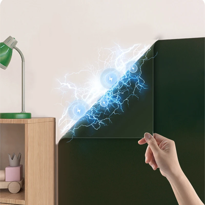 Glue-Free Static Adsorption Blackboard Sticker 45cm Width Black /Green Erasable Doodle Wall Decal with Free Chalk Home School