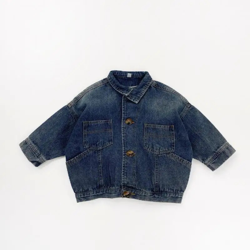 

2026 Spring New Children Long Sleeve Denim Coat Girls Vintage Distressed Shirts Coat Kids Boys Casual Jacket Toddler Clothes