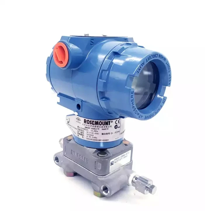 Pressure transmitter converts static/diff fluid pressure to signals for display/control, used in petrochem, power, water