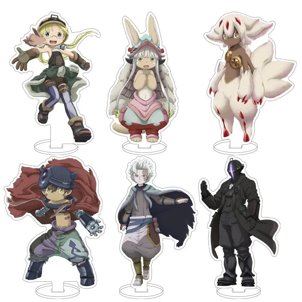 Anime 15CM Model Plate Cosplay Desk Decor Made in Abyss Nanachi Riko Reg Cute Bread Theme Acrylic Stand Display Figure