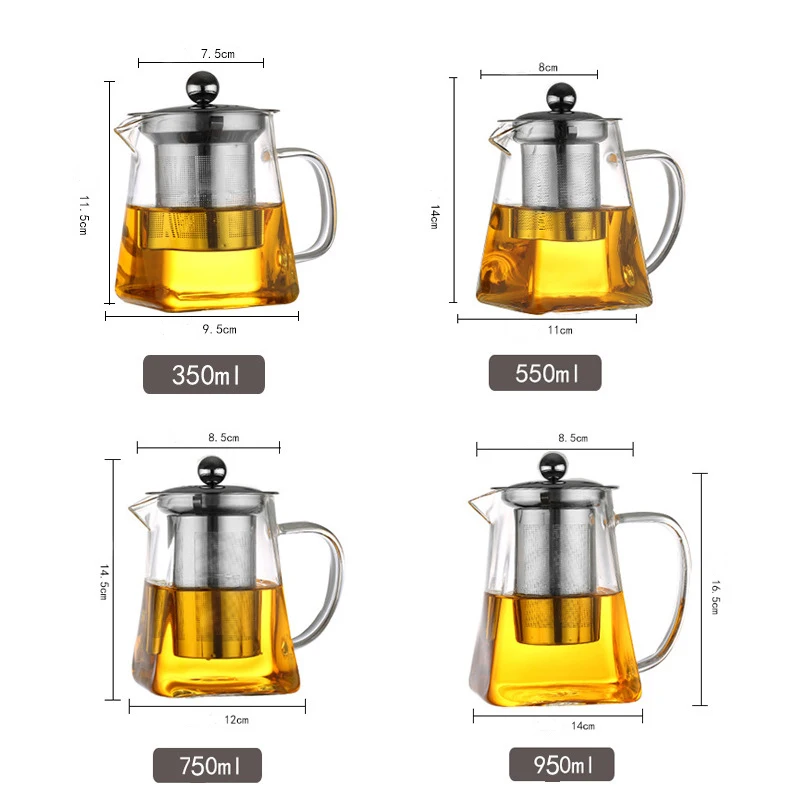 YOMDID Durable Teapot Brewing Tea Dual Purpose Make Tea Heated Container Tea Kettle Glass Tea Pot With Stainless Steel Infuser