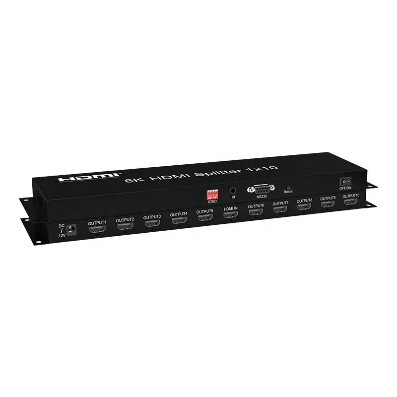 High Quality 1 In 10 Out HDMI Splitter 10 Port 10Port 10Way 8K 60Hz 4K 120Hz Video Splitter HDMI 1x10 1 Input 10 Output