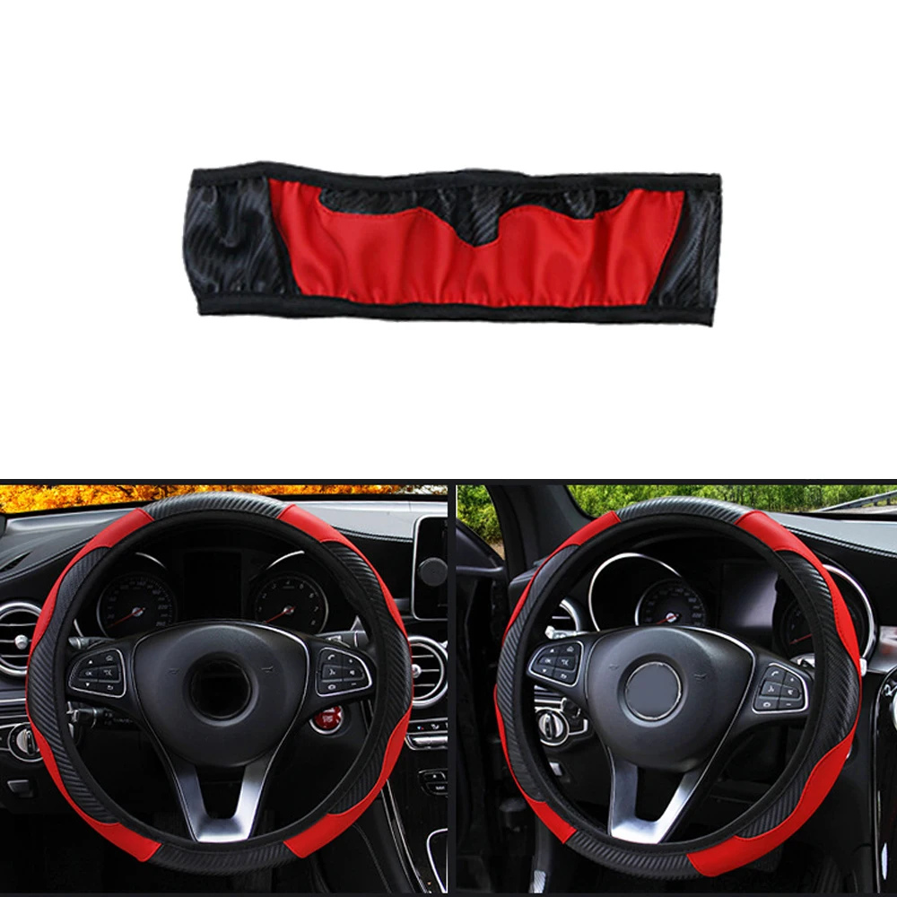 

1Pc Universal 38cm Steering Wheel Covers Microfiber Leather Protector Decor Anti-skid Elastic Cover Car Interior Accessories