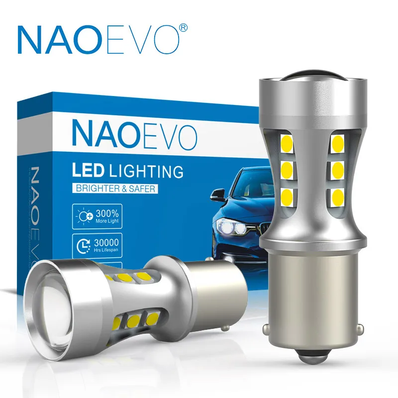 NAOEVO P21W LED Car W16W PY21W T20 BA15S T15 W21/5W 1300Lm BAY15D 1157 W21W BAU15S 7443 For lada DRL Blub P21/5W 1156 3030 7440