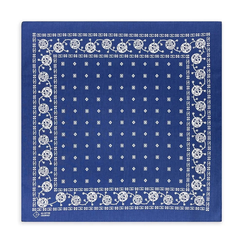 100%Cotton Bandana Kerchief Hip Hop Blue Hair Band Neck Scarf Sports Headwear Wrist Wraps Head Square Scarves Print Handkerchief