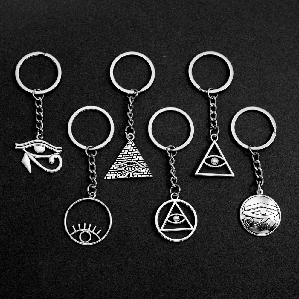 Egyptian Pyramid Charms Keychain Eye of Horus Pendants Keyring Jewelry Gift Key Holder Chain Ring For Women Men Bag Car Holiday