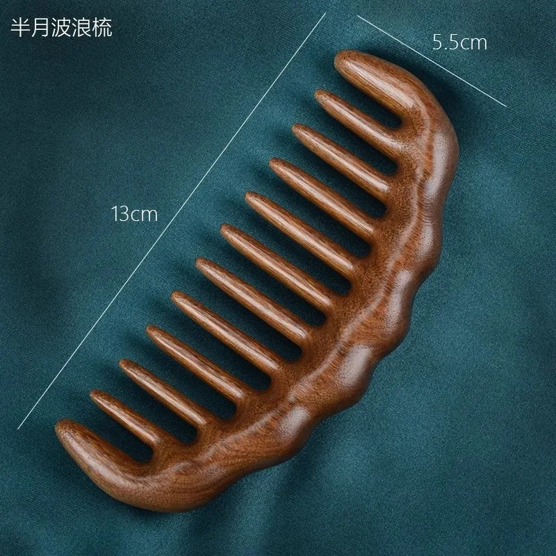 

Massage Comb Portable Hair Scalp Massager Gold Sandalwood Wooden Natural Wide Tooth