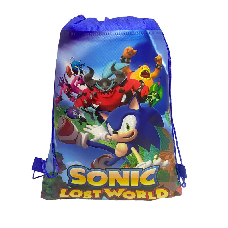 Sonic The Hedgehog Theme Non-woven Bag Fabric Backpack Child Travel School Bag Decoration Mochila Drawstring Gift Bag