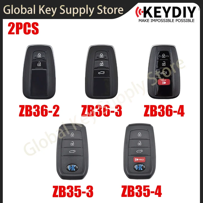 2PCS KEYDIY Smart Key ZB36-2 ZB36-3 ZB36-4 ZB35-3 ZB35-4