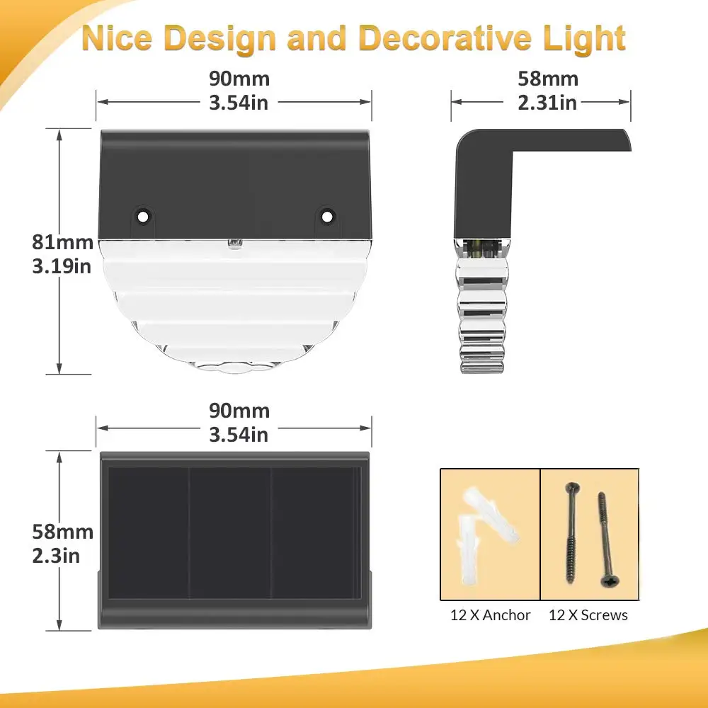 Imagem -06 - Impermeável Led Solar Deck Luzes Jardim ao ar Livre Fence Lights Pátio Exterior Stairsyard Pacote 6