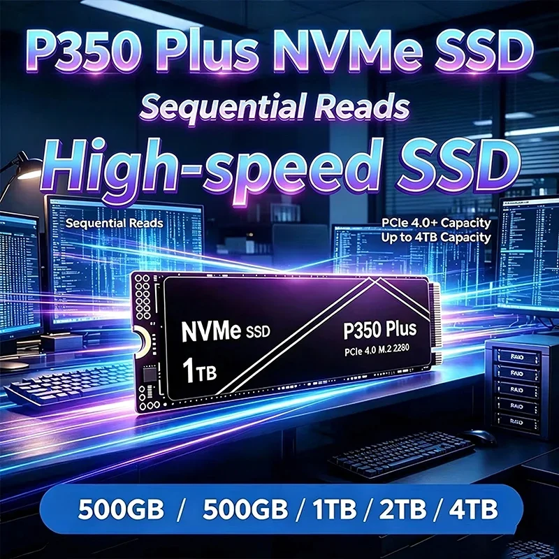 2026 Novo P350 PLUS 1TB 2TB 4TB SSD M.2 NVMe PCIe Gen4 de Alta Velocidade para Jogos, Compatível com Laptop e PC, OEM Original