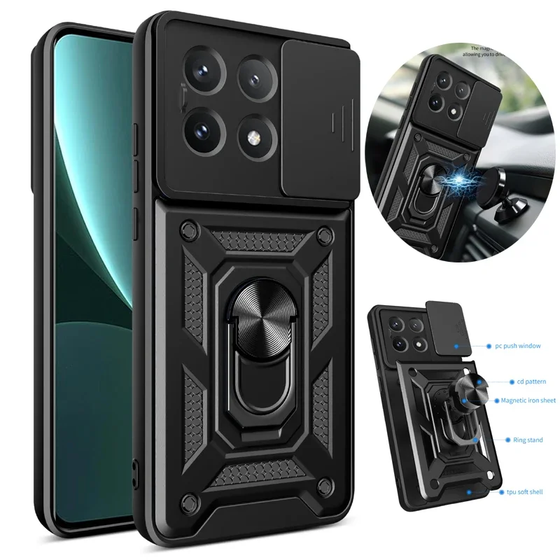 ل Poco X6 X5 X4 X7 Pro 5G X3 GT جراب هاتف للصدمات سيارة المغناطيس حلقة درع حماية سيليكون حامل حامل الغطاء الخلفي حالات