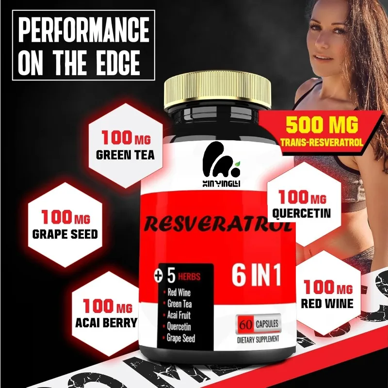 Resveratrol Supplement 35000mg Contains Green Tea, Grape Seeds, Acai Berry, Quercetin, and Red Wine for Immune Health Support