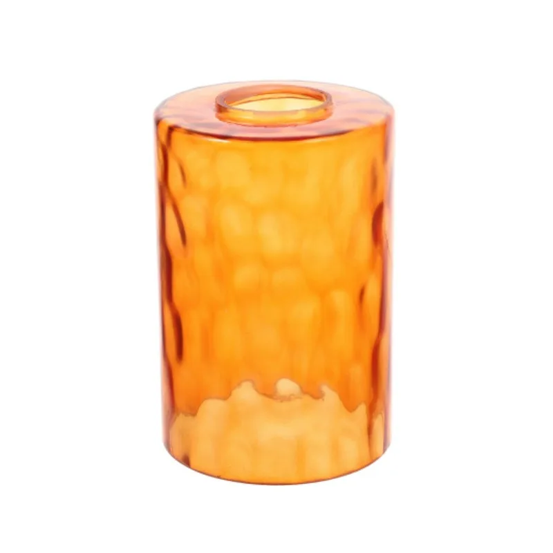 3pcs Orange Hammered Glass Lamp Shade,Water Ripple Cylinder Lighting Fixture Lamp Cover for Chandelier Pendant Light Wall Sconce