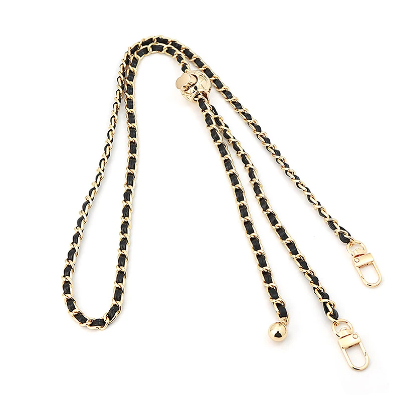 Leather Handle Bag Strap Rhombus Bag Gold Bead Ball Chain Adjustable Crossbody Portable Pearl Shoulder Strap Purse Accessories