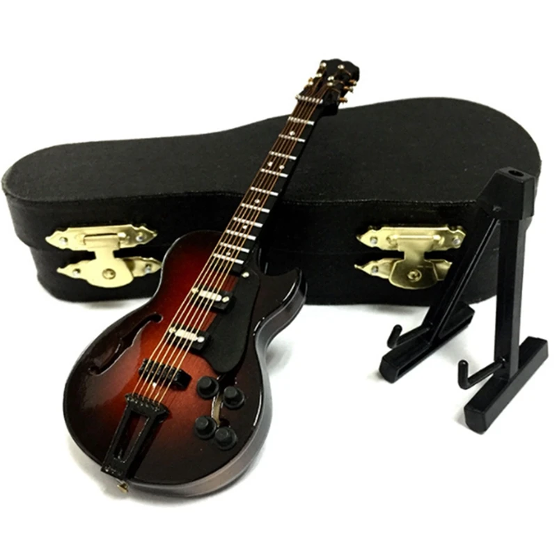 Mini Electric Guitar Model Miniature Decoration Musical Instruments With Case And Stand