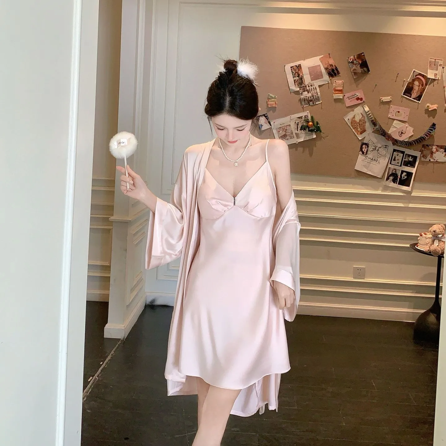 Pyjama Sexy pour Femme, Ensemble de Vêtement de Maison, Robe de Mariée, Dos aux, Tentation, Confortable