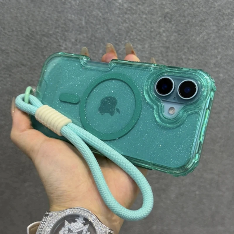 Glitter Transparent Magnetic For Magsafe Case For iPhone 17 
