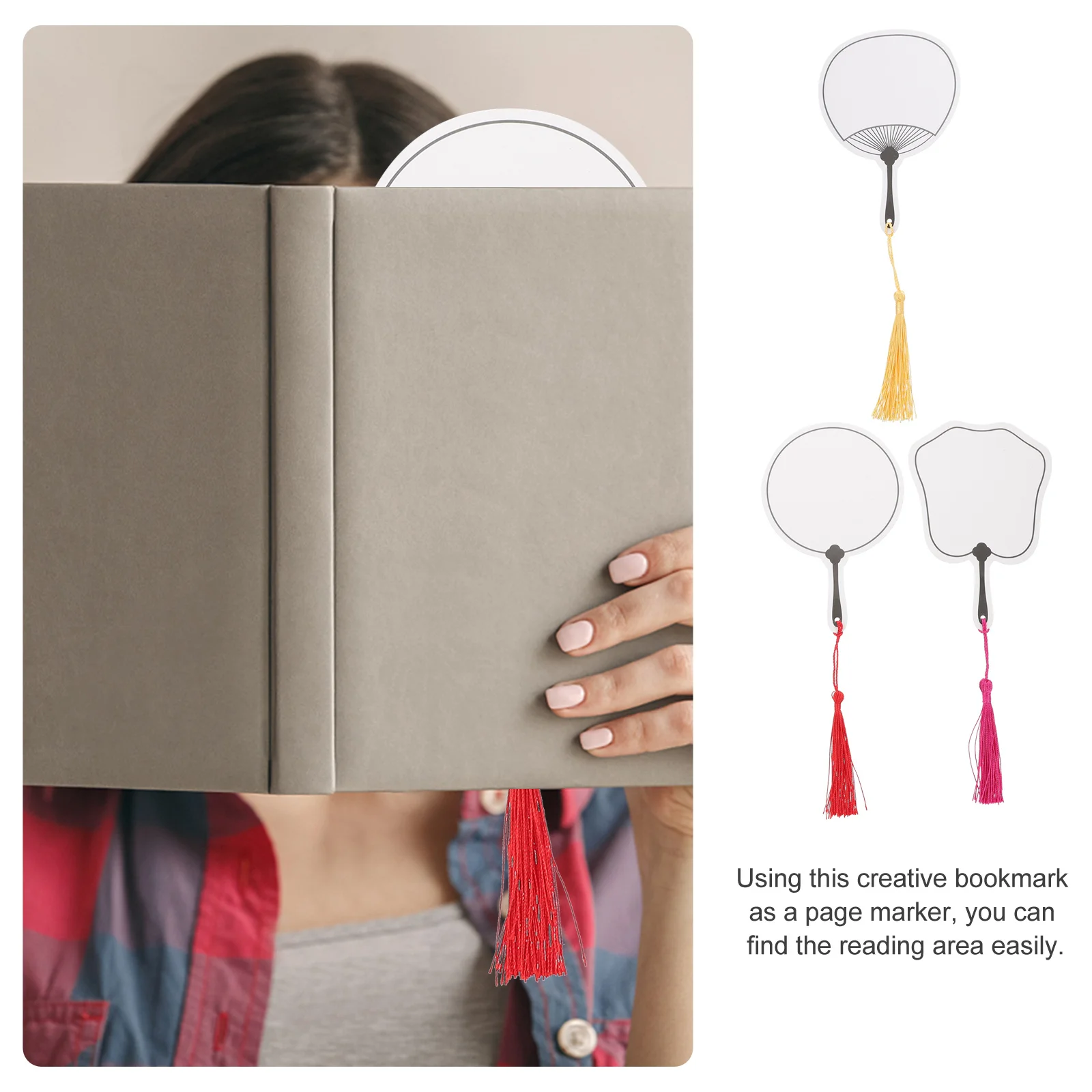 

12Pcs Fan Shaped DIY Blank Paper Bookmarks with Tassels Multipurpose Creative Book Page Markers for Students Graduation Gift DIY