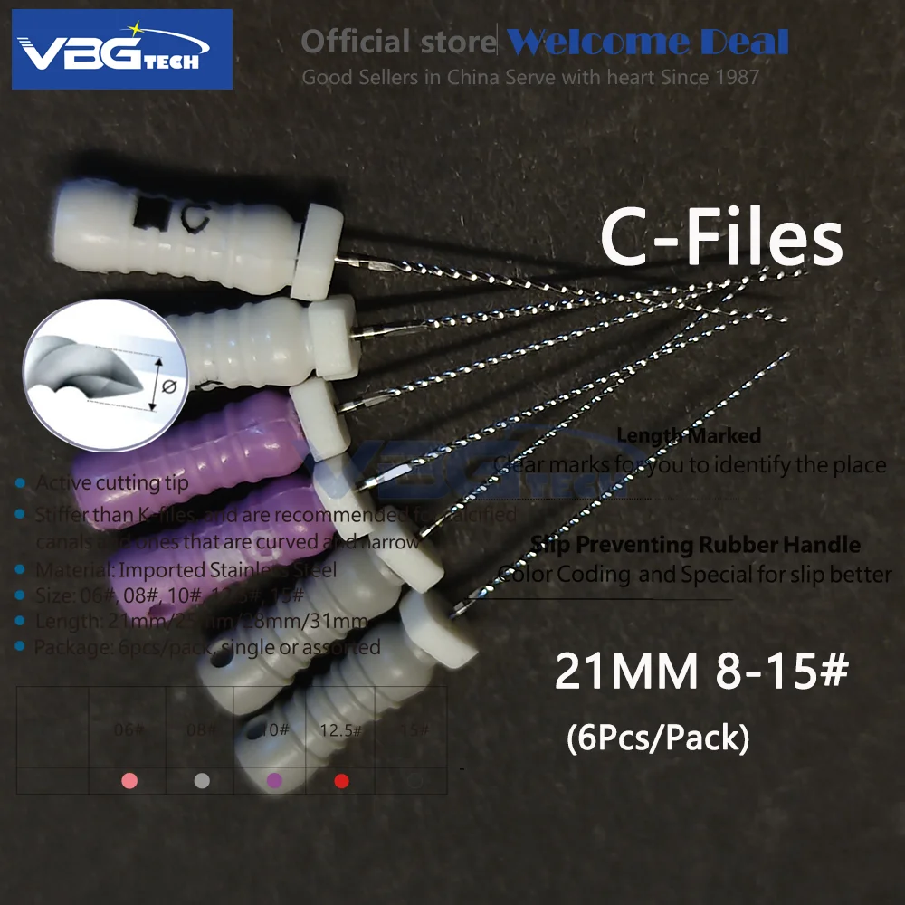 Dental C+ C-pilot File 25mm 6-10# 12.5#15# 8# Stainless Steel C+ Files 21mm Endodontic D Finder 6pc/pack Endodontic Instrument