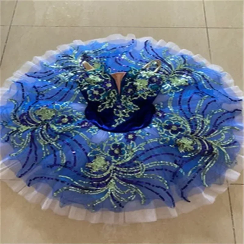 New Ballet Competiton Tutu Skirt Royal Blue Bird Grad Professional Women Pink Classical Pancake Tutu Purple Costume Dress