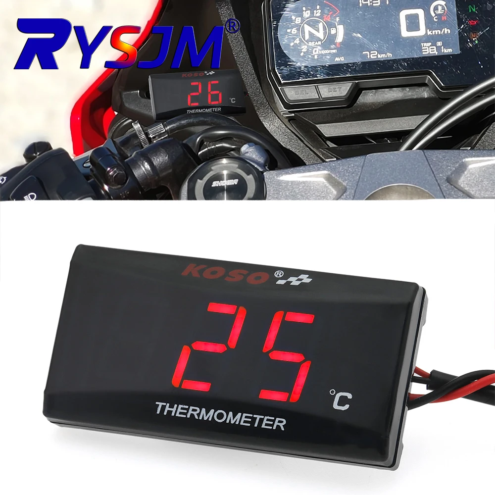 Motorcycle Thermometer With Sensor Motorcycle Thermometer Water Tank Retrofit 0~120°C Monitor Red Blue Indicator Warning 12V