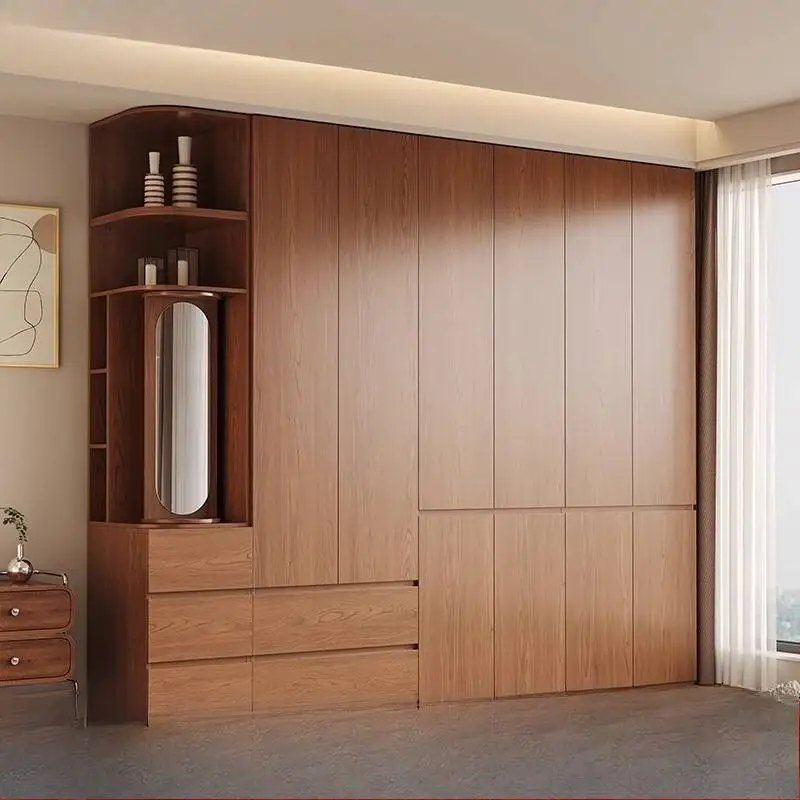 

Роскошный деревянный винтажный шкаф-гардероб с полками и вешалкой для одежды, экономящий пространство, мебель для дома