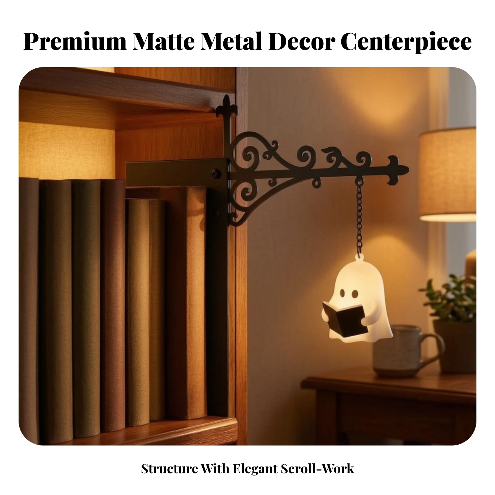 Scrollwork Bracket Black Metal Bracket with Finial Hardware Ornate for Home Decorators, Entryways, Reading Nooks