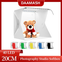 20cm Photo Studio Light Box Portable Folding Photography Shooting Tent Kit with LED Lights 6 Backdrops Mini Softbox DSLR Camera