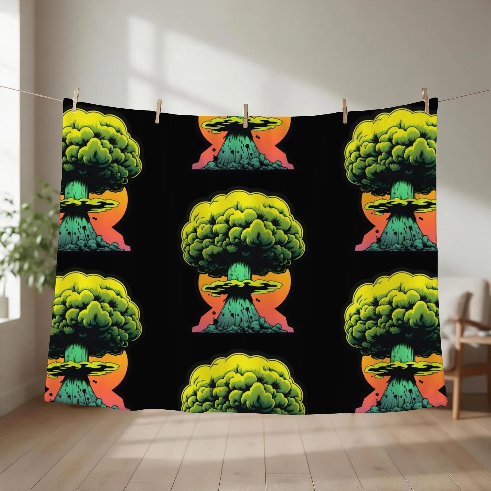 Nuclear Explosion WW3 Throw Blanket couch cozy soft plush fuzzy picnic outdoor blanket