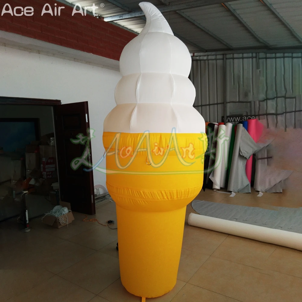 8 Feet Tall Summer Inflatable Ice Cream Cone Mockup with Logo for Popsicle Sales and Advertising