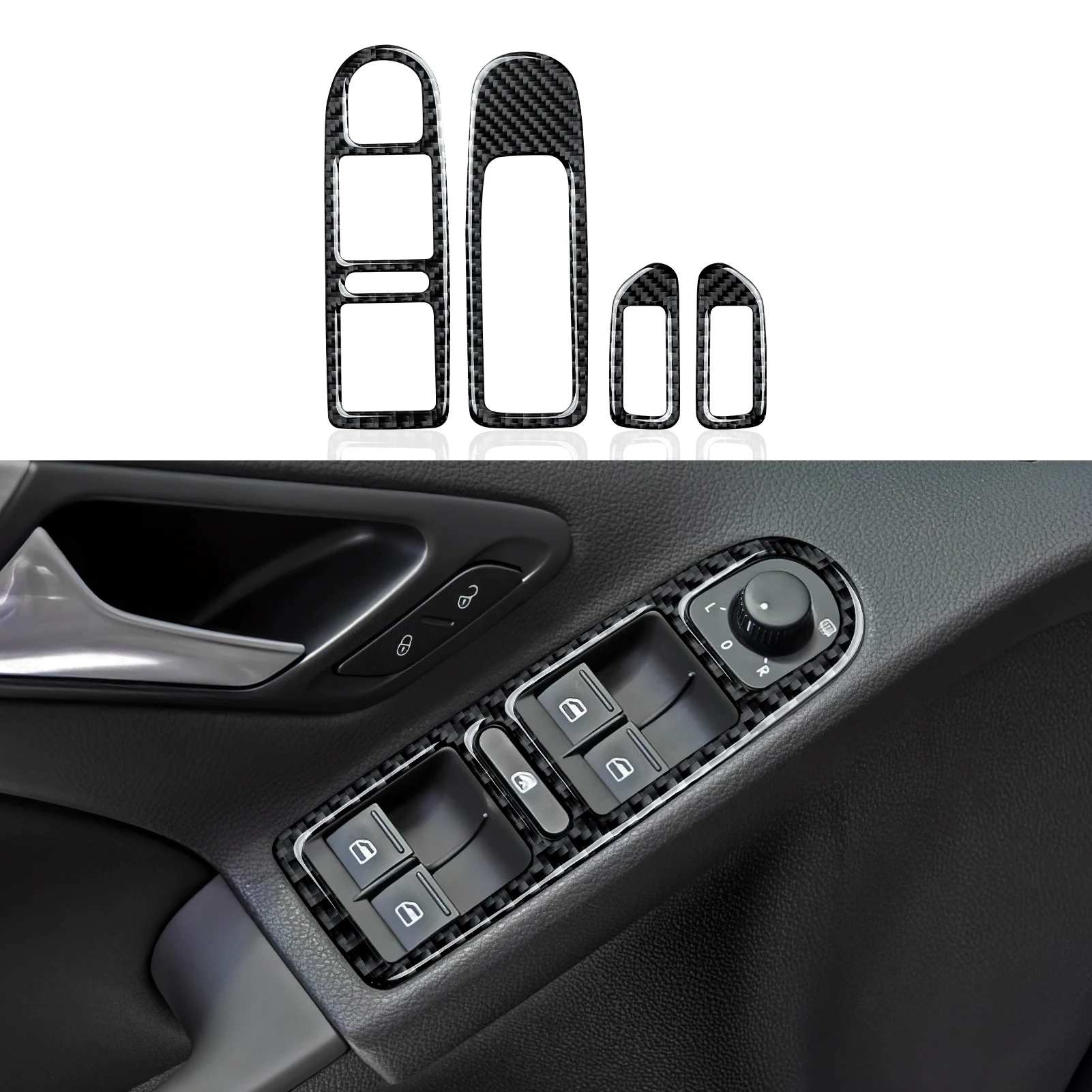 Car Center Console Gear Shift Panel For Volkswagen Golf VI MK6 GTI R Plus (2010-2014) Carbon Fiber Interior Sticker Trim Set Kit - view 6