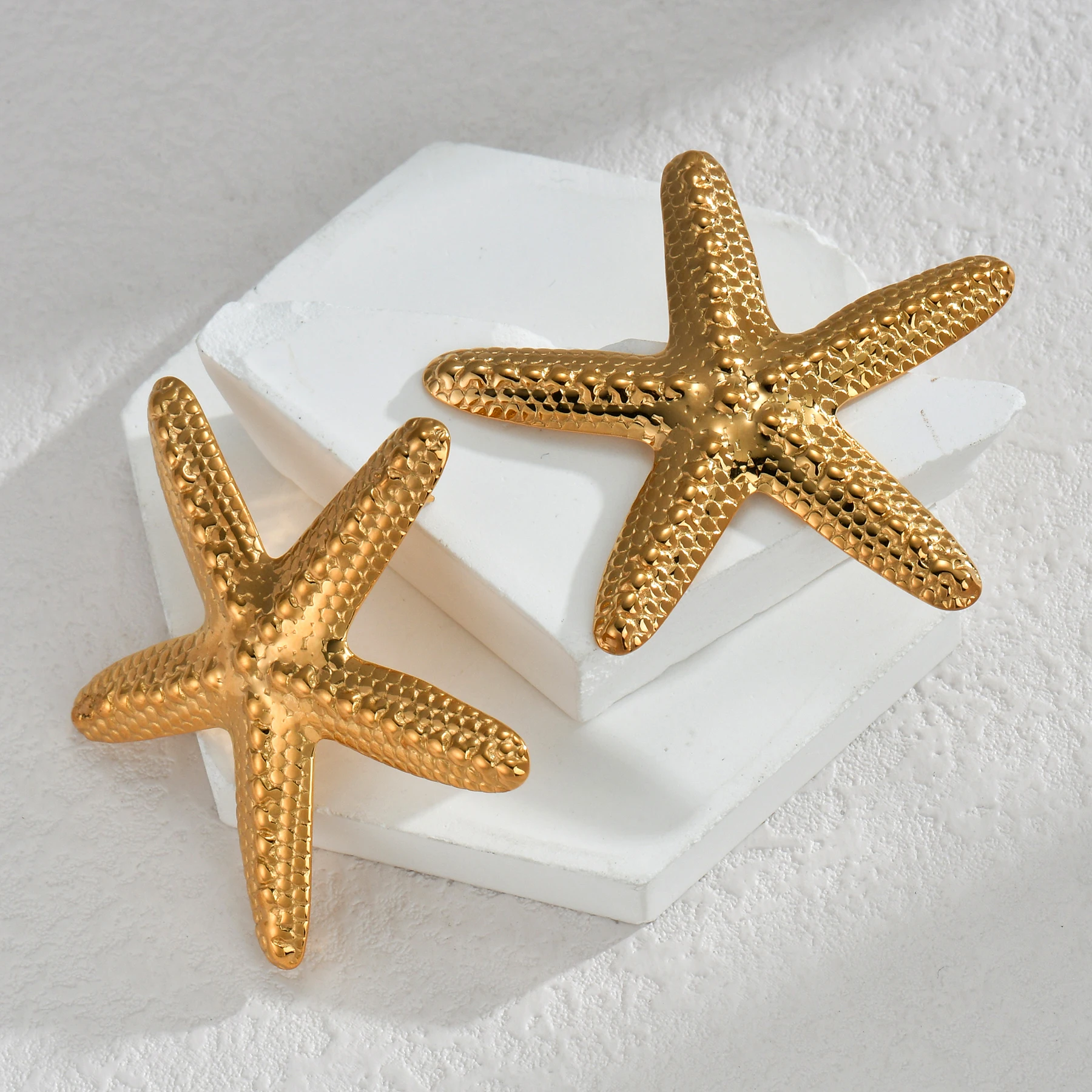 18K Gold Plated Stainless Steel Sea Ocean Element Starfish Earrings Bohemia Summer Beach Starfish Waterproof Jewelry women Gifts