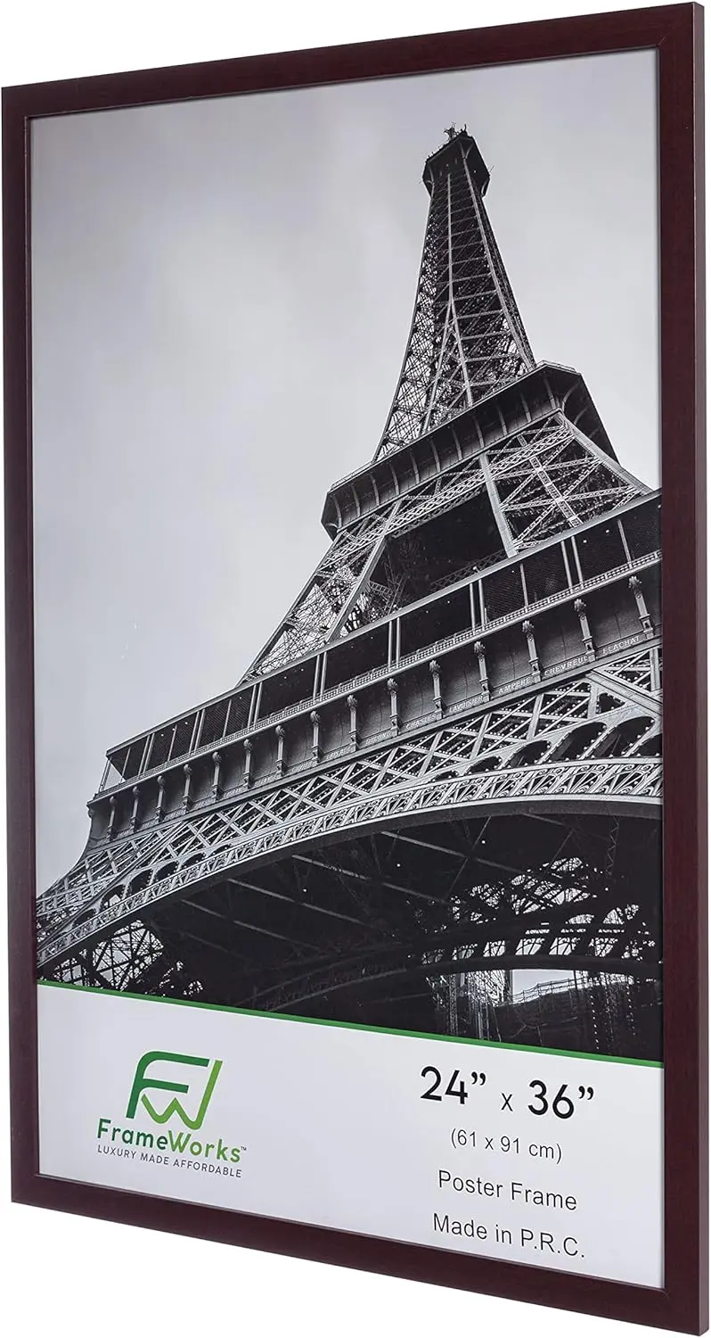 24" x 36" 2-Pack Mahogany Back-Loading Wooden Poster Frame with Classic Edges