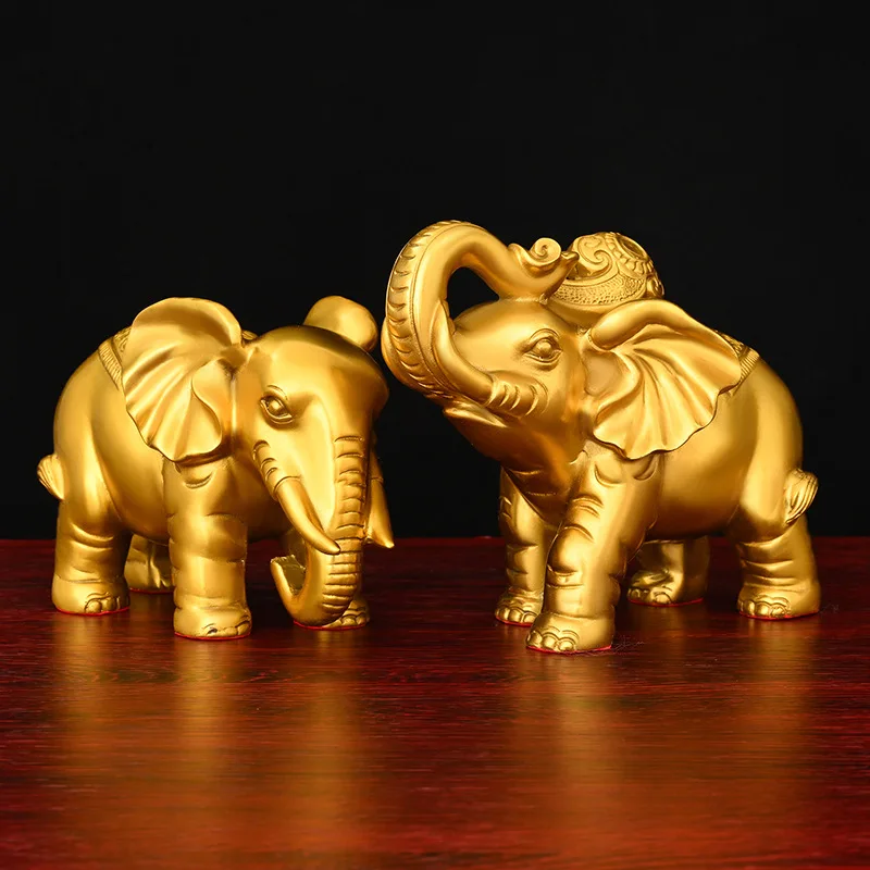 Pure Copper Elephant Ornaments a Pair of Copper Elephant Fortune Living Room Entrance Wealth Drinking Elephants Extra Large Copp