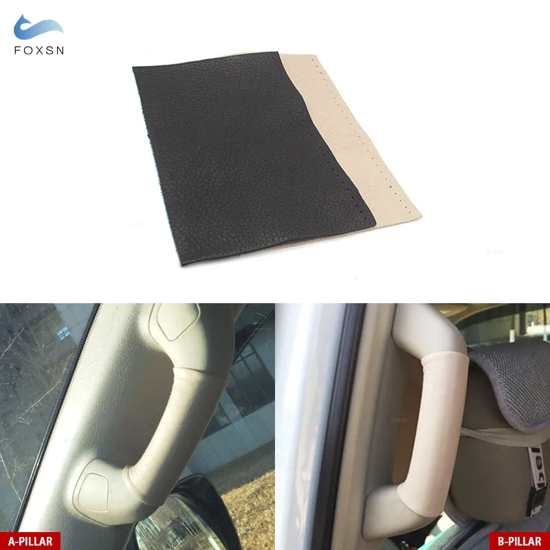 

1pc Cow Leather Hand Sewing Ceiling Roof Safety Handle Cover For Toyota Prado 2003 2004 2005 2006 2007 2008 2009