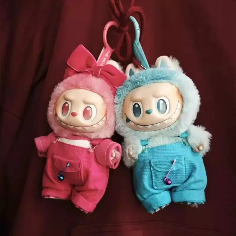 

Labubu Doll Clothes Big Into Energy Dress Up Clothing Replacement Summer Overalls with Straw Hat and Belt Set for Ropa Labubu